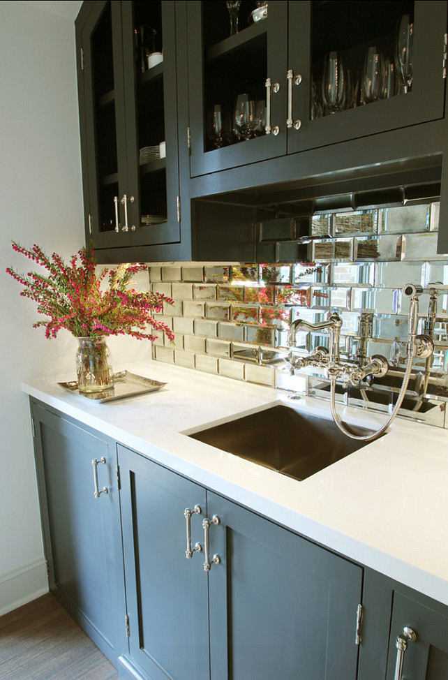 This kitchen features mirrored subway tiles. Source: Marie Flanigan Interiors