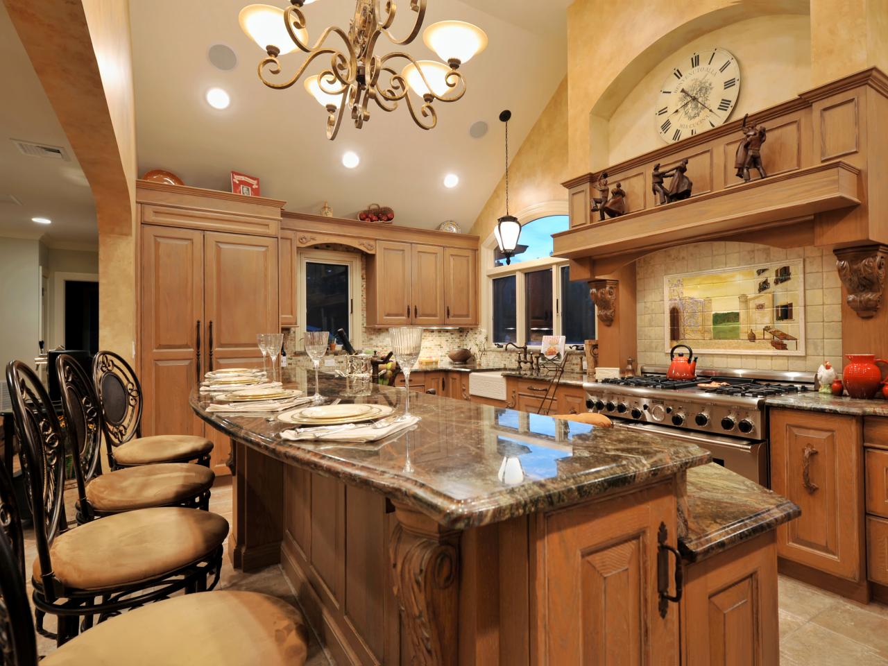 kitchen island mediterranean two tiered islands designs granite hgtv seating kitchens bar room kelly dining countertops traditional ken tier style